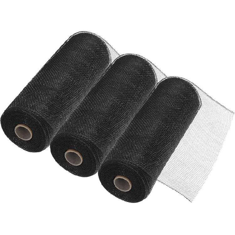 MECCANIXITY 3pcs 10 Inch Poly Burlap Mesh for Wreath, Decorative Mesh Fabric Ribbon 10 Yard for Fall Easter Christmas Flower Bow, Dark Green