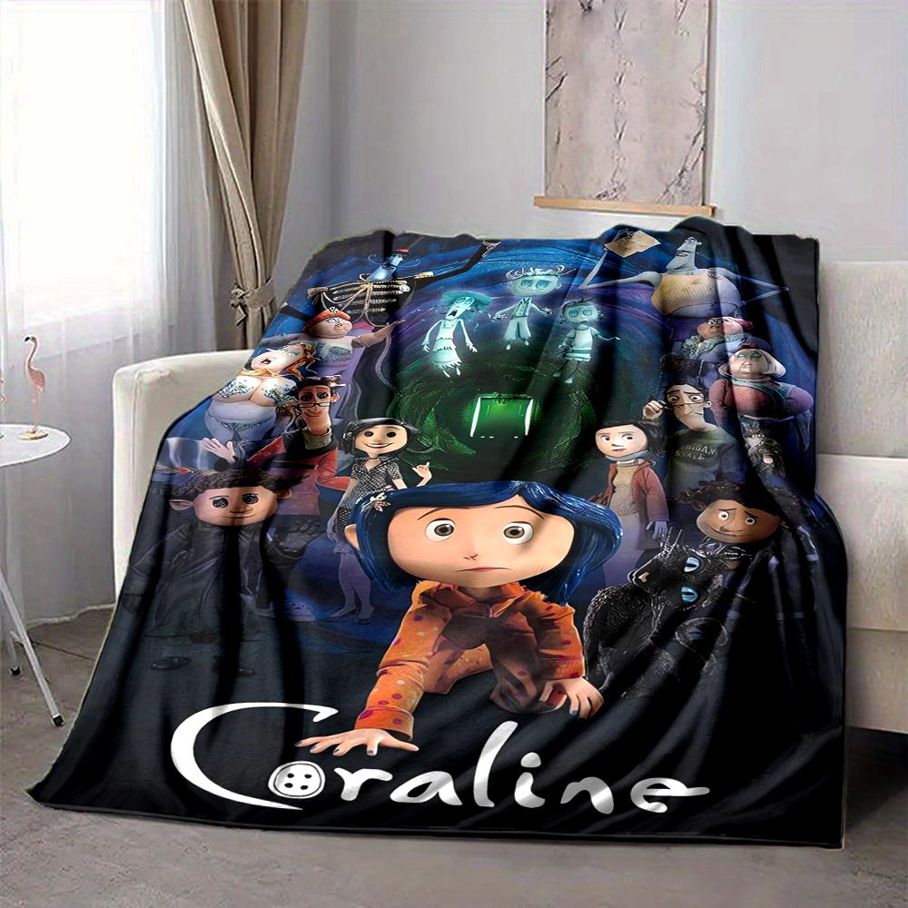 1Pc Coraline'S Magical Adventure Flannel Blanket, Soft And Comfortable, Casual Warm, Camping Travel, Christmas, Halloween Xmas Gift L1329