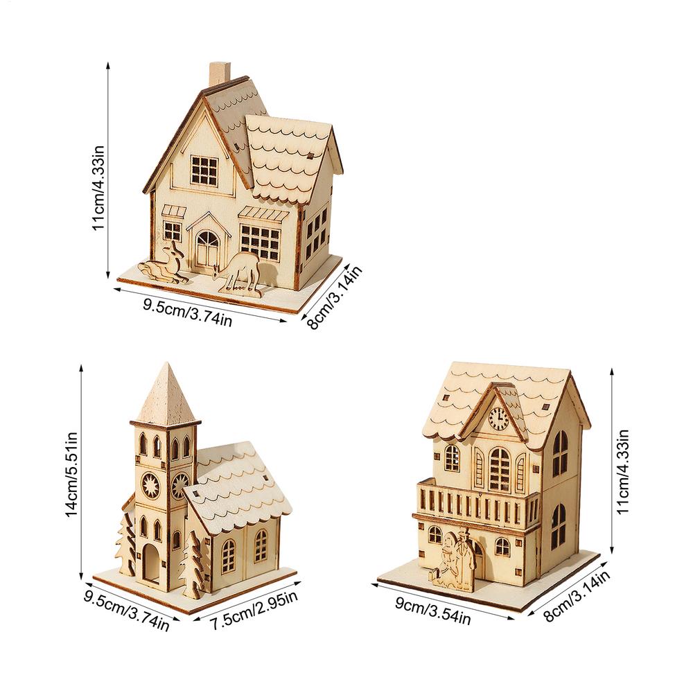 LED Christmas House Light up Table Cabin 3x Funny Holiday Decoration Cute Desk Ornament for Bedroom Kitchen Farmhouse