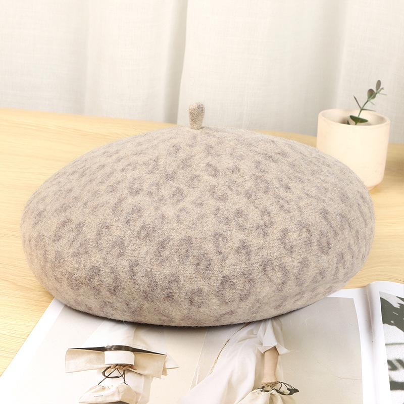 Women S Leopard Print Beret Hat Warm Retro Casual Painter Hat