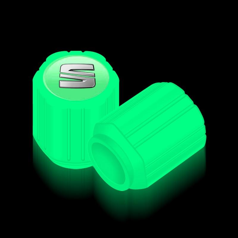 Светящиеся колпачки вентилей шин автомобиля Флуоресцентные колпачки вентилей колес мотоцикла для SEAT Cordoba Alhambra MK3 Leon 5F Ibiza 5 6 MII Altea Toledo 3