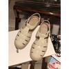 Ugly hiding artifact~ Casual fashion woven pig cage shoes leather soft-soled bag head thick-soled Roman sandals summer women's shoes