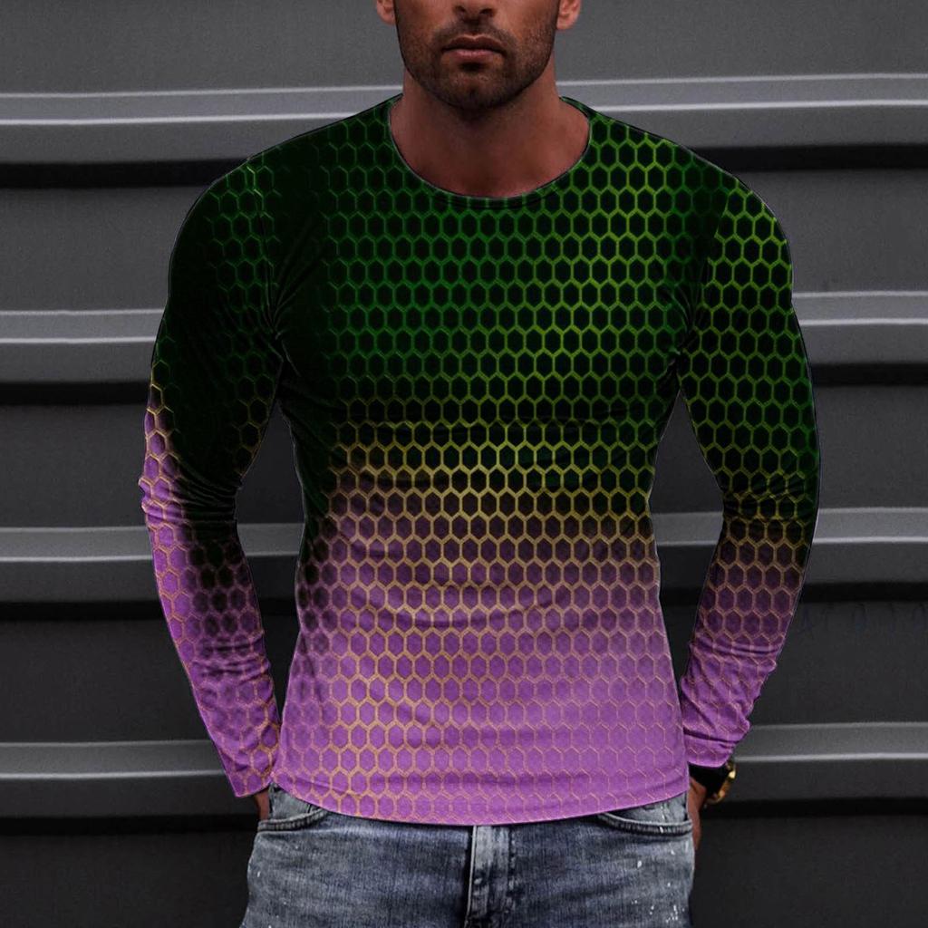 Муж. Футболка Круглый вырез Одежда Одежда На открытом воздухе Длинный рукав С принтом Модельер Винтаж