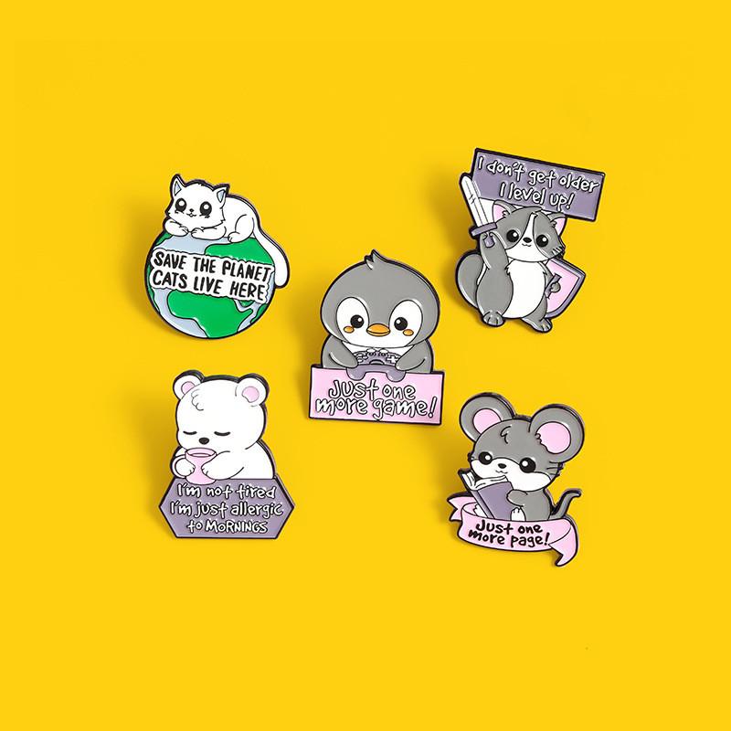 Cute Cartoon Animal Brooches Featuring Adorable Cats Penguins And Polar Bears For Unique Style
