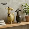 Фигурки животных из смолы Винтажная коза с колокольчиком на ошейнике, Рустикальный декор для рабочего стола в деревенском стиле, Домашние акценты, Статуэтки, Декоративное украшение в деревенском стиле для полки,