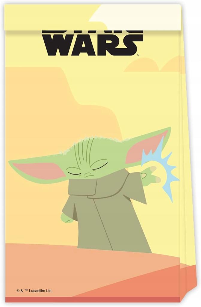 Torebki Papierowe Na Cukierki Star Wars Mandalorian Baby Yoda Urodziny 4Szt