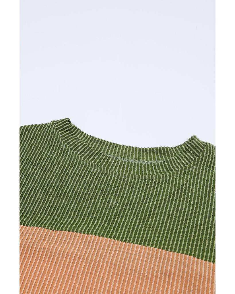 Azura Exchange Топ с длинными рукавами в рубчик и цветными блоками