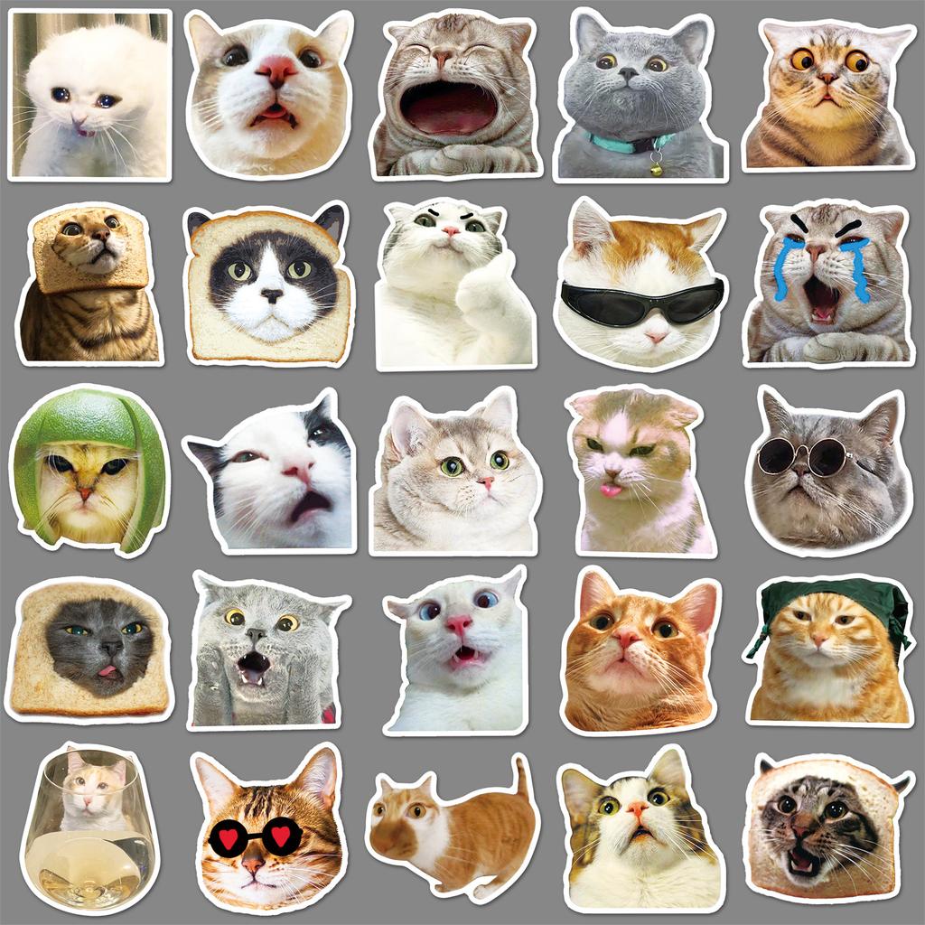 50 Internet Celebrity Cat Emoticons Packs Graffiti Personalized Hot DIY Mobile Suitcase Stickers Waterproof