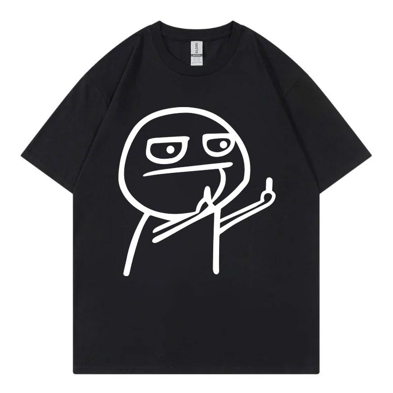 Middle Fingers Funny Meme Tshirts High Street Fashion Trend Short Sleeve T Shirts Unisex Unisex Summer Casual Loose Cotton Tshirt