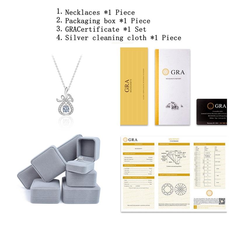 Настоящее ожерелье из муассанита 0,5 карата, роскошное ожерелье из стерлингового серебра 925 пробы, ожерелья с подвеской в ​​виде счастливой сумки для женщин, сверкающие свадебные украшения для невесты