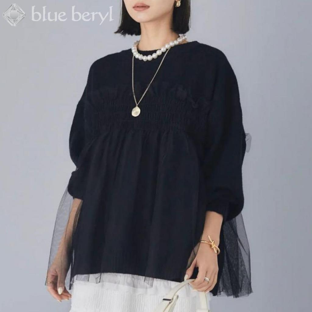 Тюль стыковочный трикотажный пуловер для длинного круглого свободного объемного туники талии повседневного свободного покроя женственного стройнящего аккуратного пышного женского, рукава, горловина, посадка,