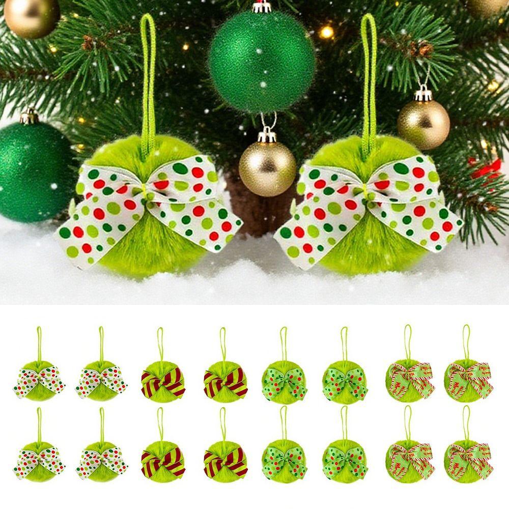 4pcs Green Furry Christmas Tree Decor Novice-friendly Festive Atmosphere Festive Decorations Fun Design Holiday Style