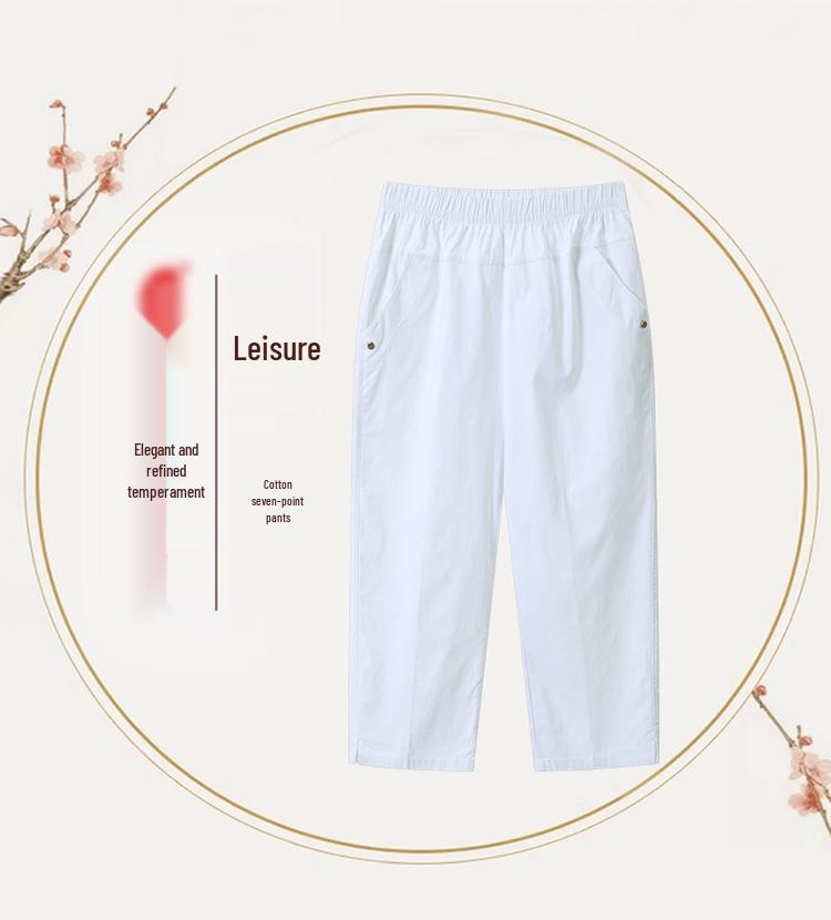 Elastic High Waist Cotton Capris for Middle-Aged and Elderly Women - Summer 2026 Casual Style for Young Mothers.