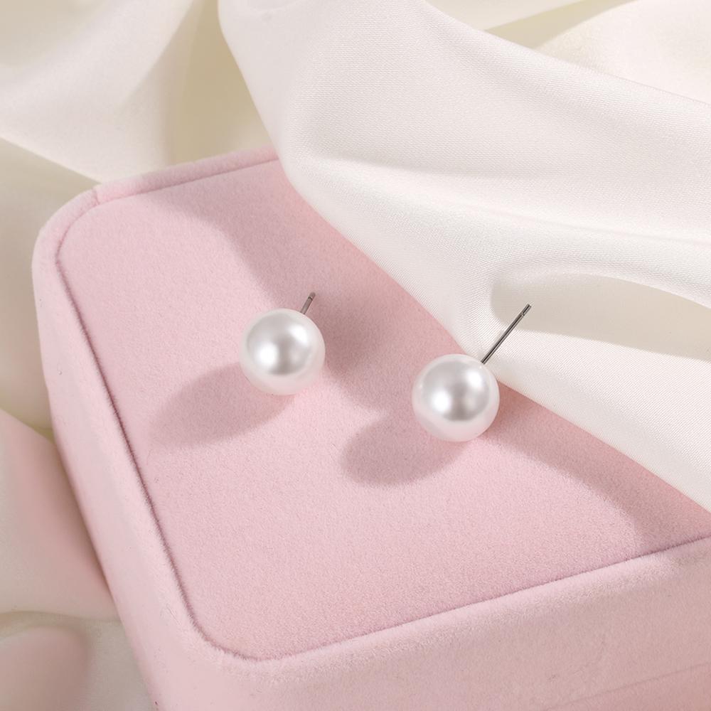 Elegant Round Ball Earrings 4mm 5mm 6mm 8mm 10mm 12mm Ear Stud Fashion Pearl Earrings Women