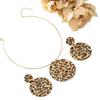 Round Leopard Print Necklace Round Leopard Print Earrings Fashion Retro Jewelry Set Versatile Temperament