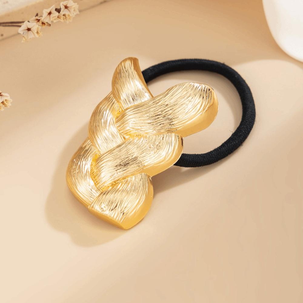 Braid Shaped Ponytail Hair Tie Metal Rubber Band Scrunchies Elastic Headband For Women Girls