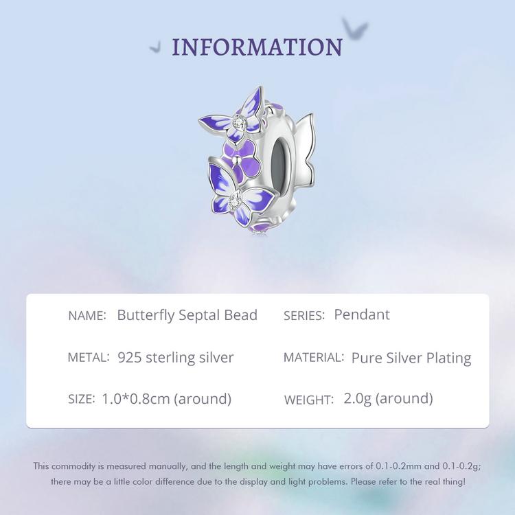 WOSTU Стерлингового Серебра 925 пробы, мистический фиолетовый цветок, подвески, бусины, защитная цепочка в виде бабочки, подходит для оригинального браслета, DIY ожерелье, ювелирные изделия