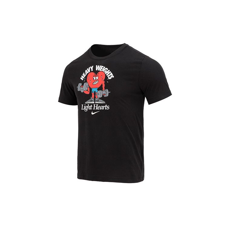 Nike Cartoon Letter Pattern Printed Sports Casual Round Neck Short Sleeve T-Shirt Men Tops Black DZ2744-010