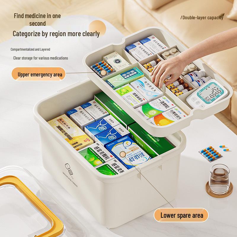 Extra Large Multi-Layer Medicine Storage Box for Family and Kids' First Aid