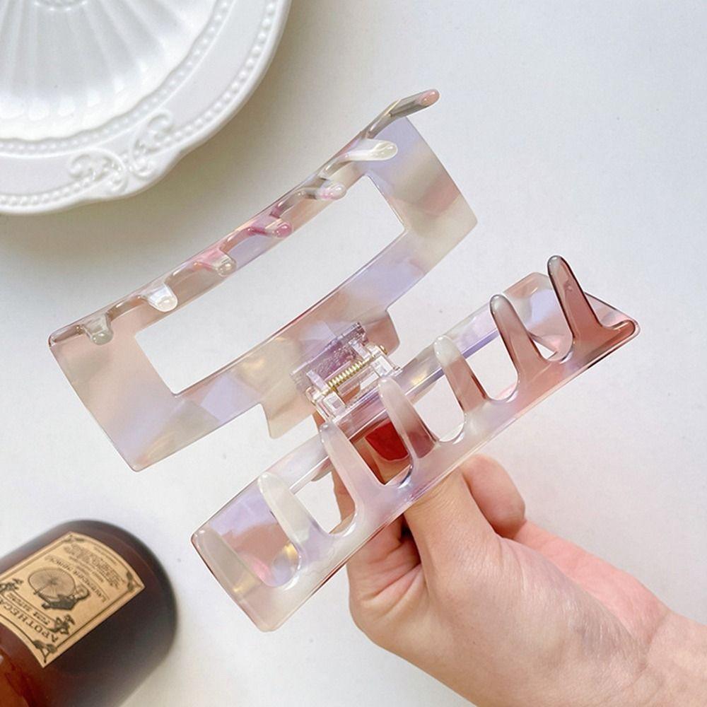 French Style Acetic Acid Hair Clip Colorful Shark Clip Rectangular Hollow Hair Claw  Female