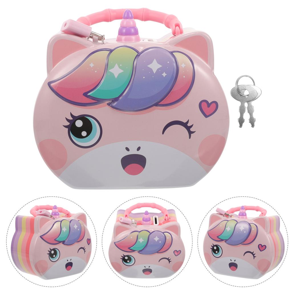 Kid Piggy Bank Girls Little Banks Cartoon Gift Metal Toddler Child