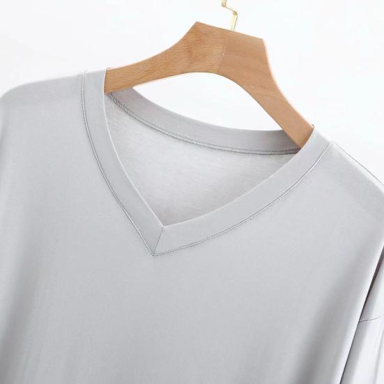 Мужская ночная рубашка с V-образным вырезом, длинным рукавом, из мягкой модальной ткани, халат, однотонный, свободный крой, повседневная одежда для сна, домашняя одежда для спальни