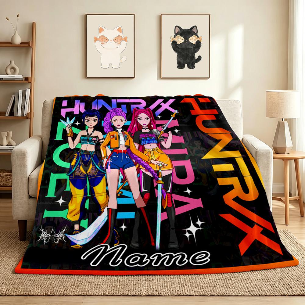 Custom Name Neon Vibes Flannel Blanket Throw Blanket Soft Warm Sofa Bed home Decor Unique Gift