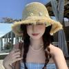 Seaside Straw Hat Women's Summer Bucket Hat New Handmade Straw Visor Flower Pastoral Sun Hat Big Brim Sun Protection Hat