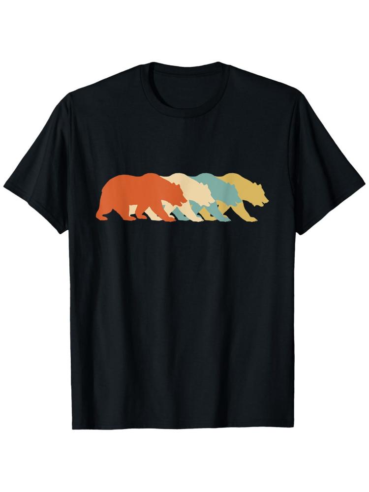 Bears Retro Black Bear Vintage Polar Bear Grizzly Bear Pattern 100 Cotton Casual Short Sleeve Oneck Printed Unisexs Tshirt