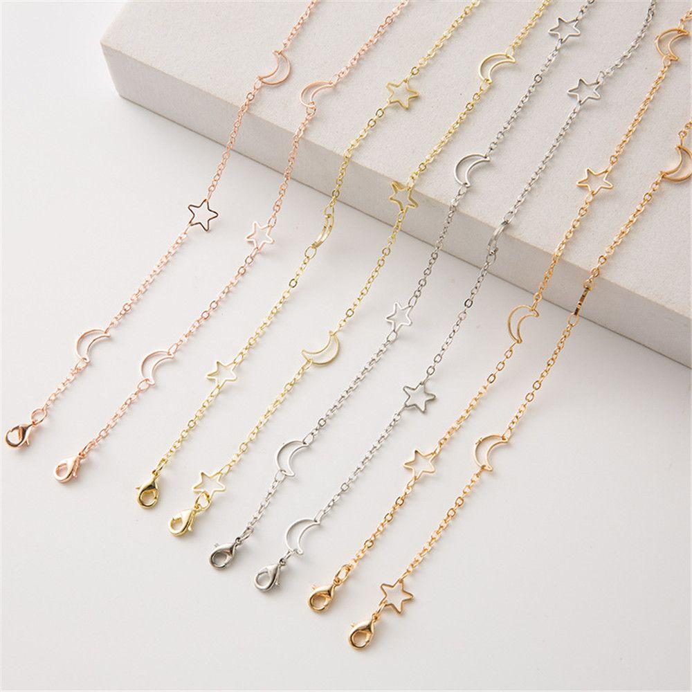 Женщины Девушка Звезда Луна Анти-потеря солнцезащитные очки Цепочка сплав очки цепи маски шнурки панк ювелирные изделия