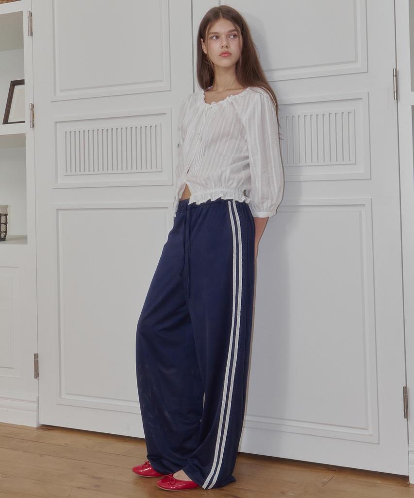 LOSSYROW Mesh Lace Track Pants Navy