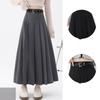 Женская высокая талия весенняя винтажная офисная корейская мода плиссированная юбка-качалка праздничная свободная однотонная макси-юбка