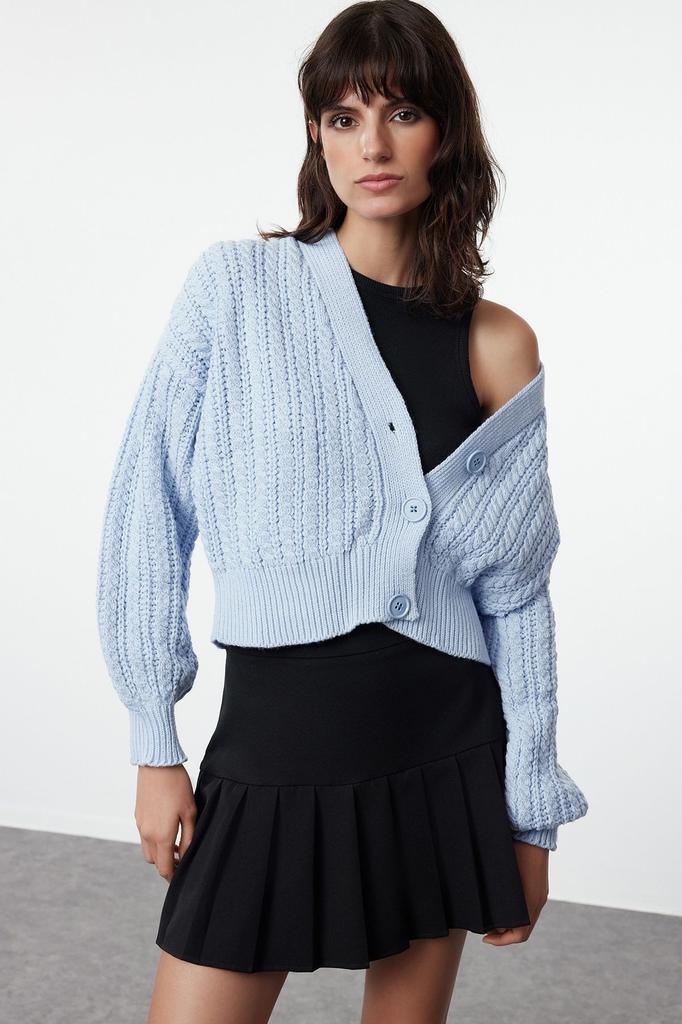 Женский элегантный кардиган, укороченный пудровый кардиган из мягкого текстурированного трикотажа