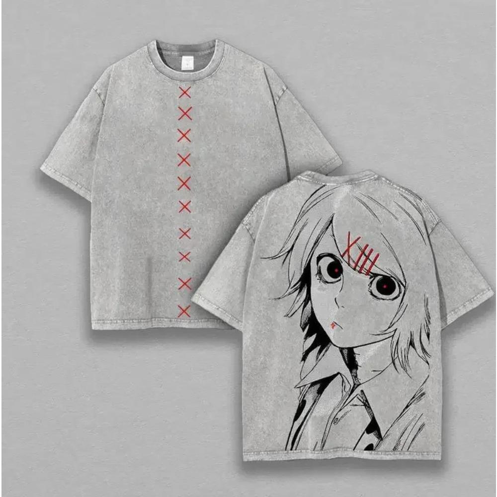 Футболка с принтом Tokyo Ghoul Juuzou Suzuya Мужская Женская с коротким рукавом Одежда Футболка из стираного хлопка Ретро Повседневная Футболка Харадзюку