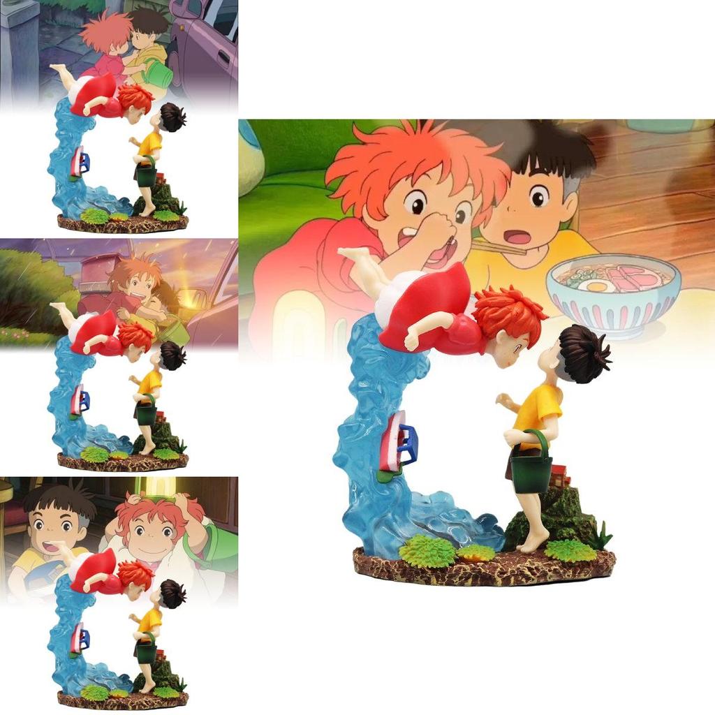 Enchanting Miyazaki Anime Ponyo And Sosuke Figurine Model With Captivating Details