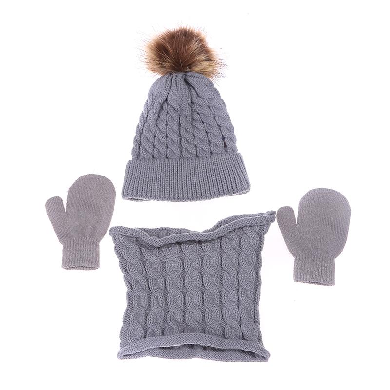 Winter Warm Children's Hat Scarf Gloves Set Fashion Thicken Windproof Kids Beanie Hat Cover Hood Scarf Mittens