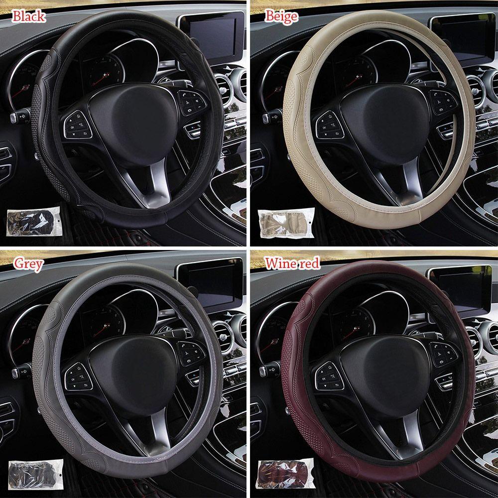 Противоскользящий защитный чехол на руль, кожаный автомобильный перчаточный чехол, чехол на руль автомобиля
