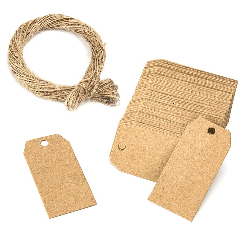 100 шт. коричневых бирок из крафт-бумаги с отверстием для украшения свадьбы или вечеринки, подарочные бирки