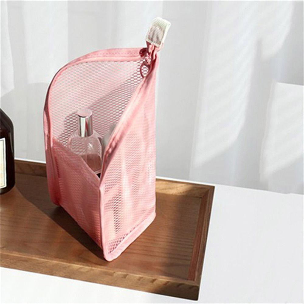 Zipper Cosmetic Bag Stand Storage Bag Folding Makeup Brush Bag  Bathroom