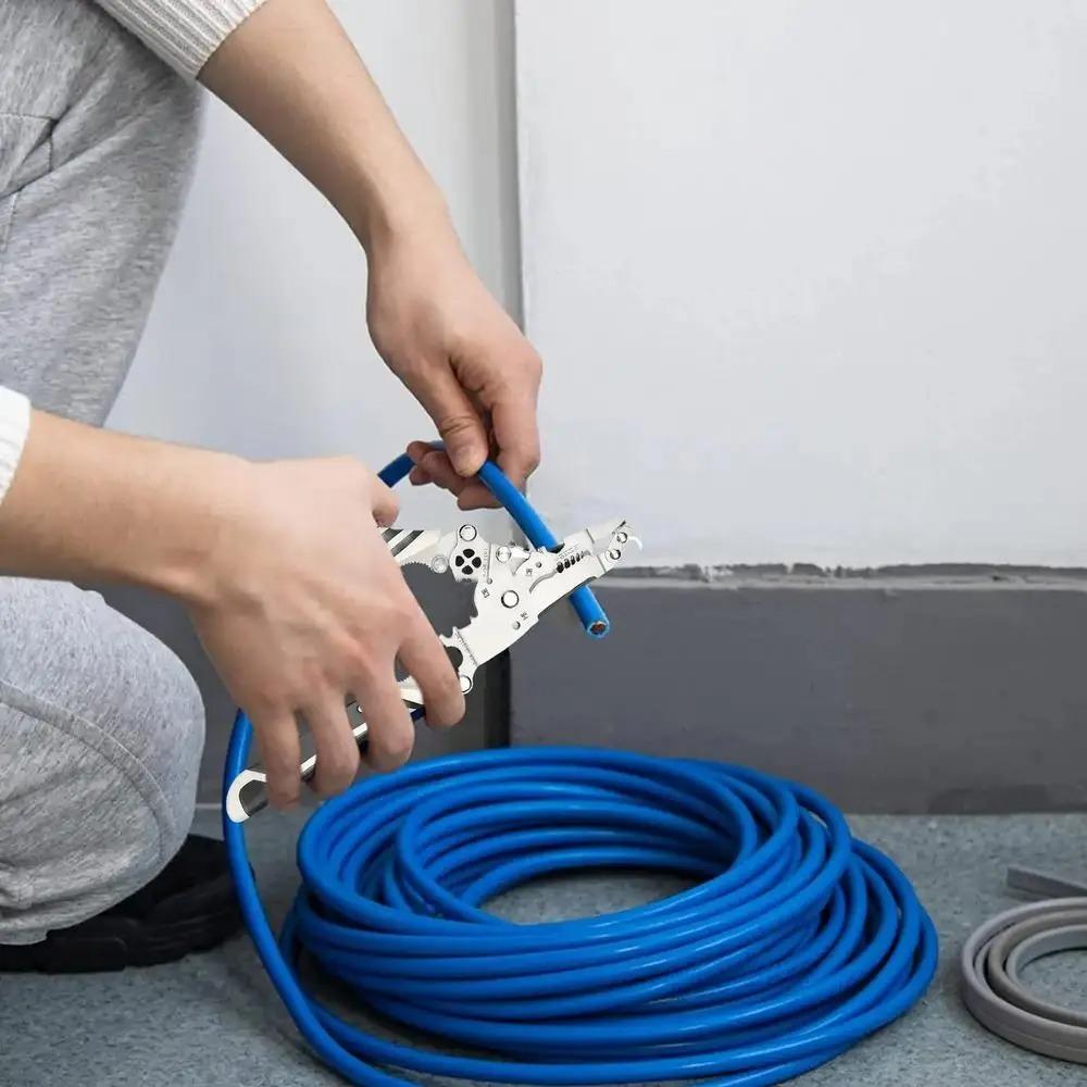 Эффективный инструмент для обжима проводов Износостойкий инструмент для зачистки кабеля Складные клещи для зачистки проводов Электрик