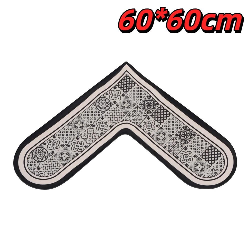 60*60cm Kitchen Carpet L-Shape Oil-Proof Anti-Slip Floor Mat Soft Wipable Surface Waterproof Doormat Home Decoration