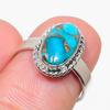Ювелирное кольцо из стерлингового серебра 925 пробы с натуральным синим медным бирюзовым камнем S.7 M1G30