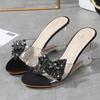 Women's High-Heeled Sandals Summer All-Match Simple Women's Shoes Beveled Transparent Heels