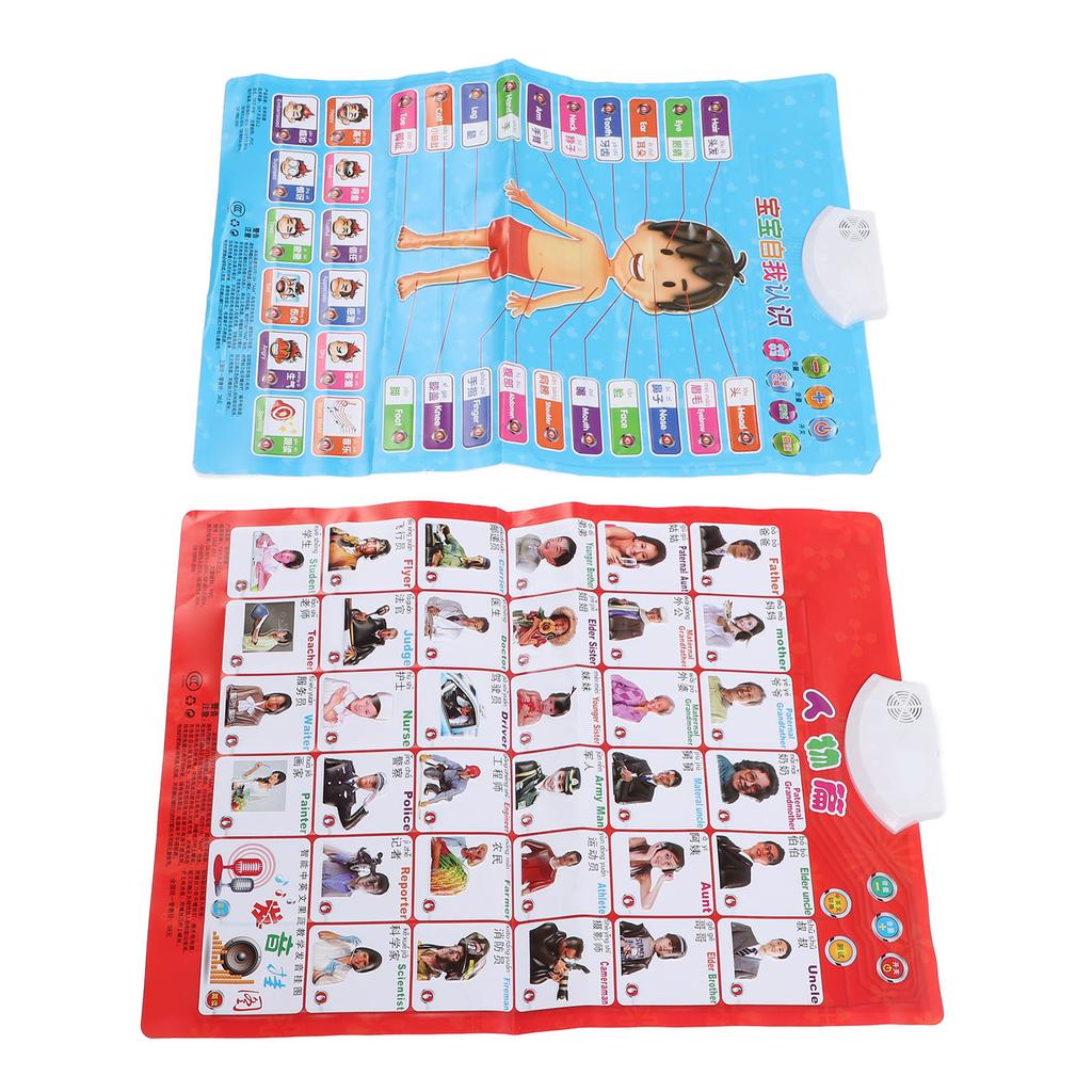 2 шт. плакаты по фонетике на китайском и английском языках, многоцелевое развлечение для раннего образования, самопознание и рисунок на английском языке