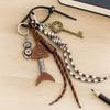 Bag Hanging Leather Fishbone Keychain Handmade Woven Ropes Keyring  Jewelry Accessories