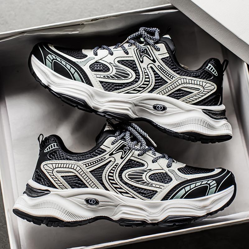 2025 Spring Men's Shoes New Breathable Mesh Shoes Men's Trend Versatile Platform Sports Shoes Casual Dad Trendy Shoes