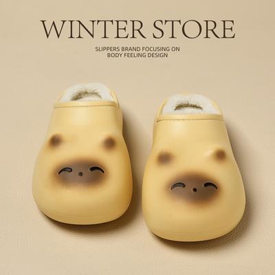 Мультяшные милые котики, маленький толстый кот, хлопковые тапочки 2025 осень и зима, новые водонепроницаемые и нескользящие, на толстой подошве, теплые хлопковые туфли