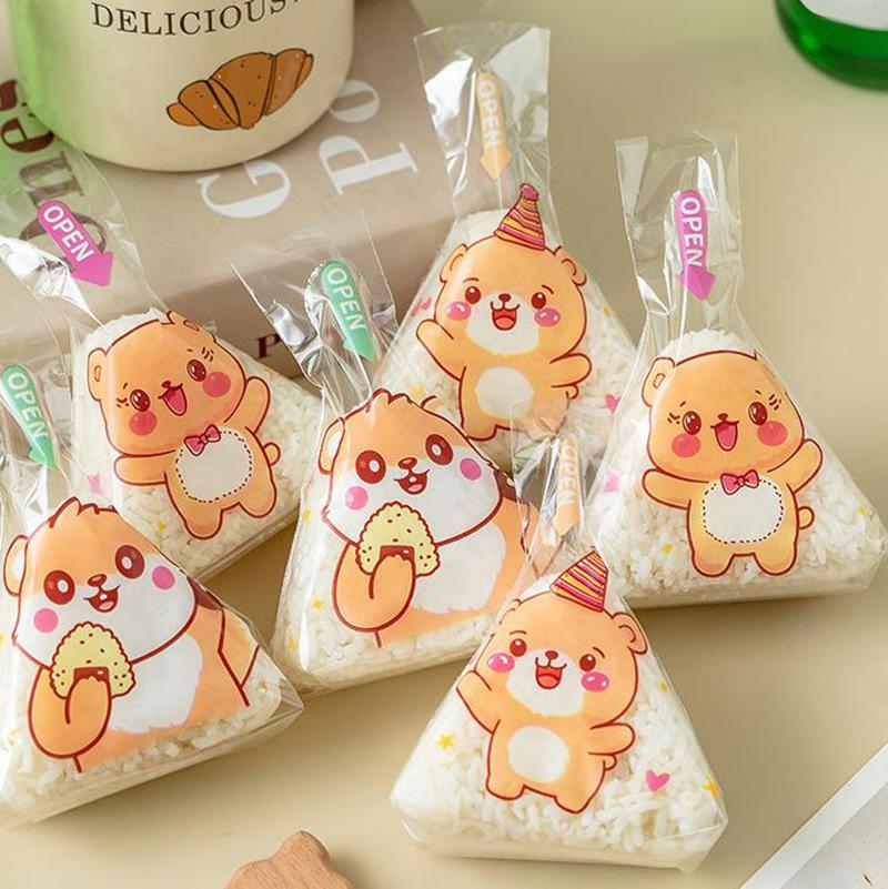 50/100 шт., симпатичные мультяшные треугольные рисовые шарики, упаковочная сумка, водоросли, онигири, суши, бэнто, форма для приготовления, аксессуары для бэнто, сумки для суши