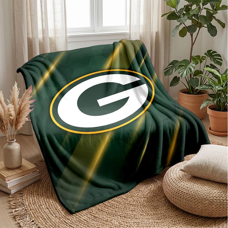 Green Bay Packers Flannel Fleece Blanket Cozy Warm Throw Blanket For Couch Bed Travel All Season Use
