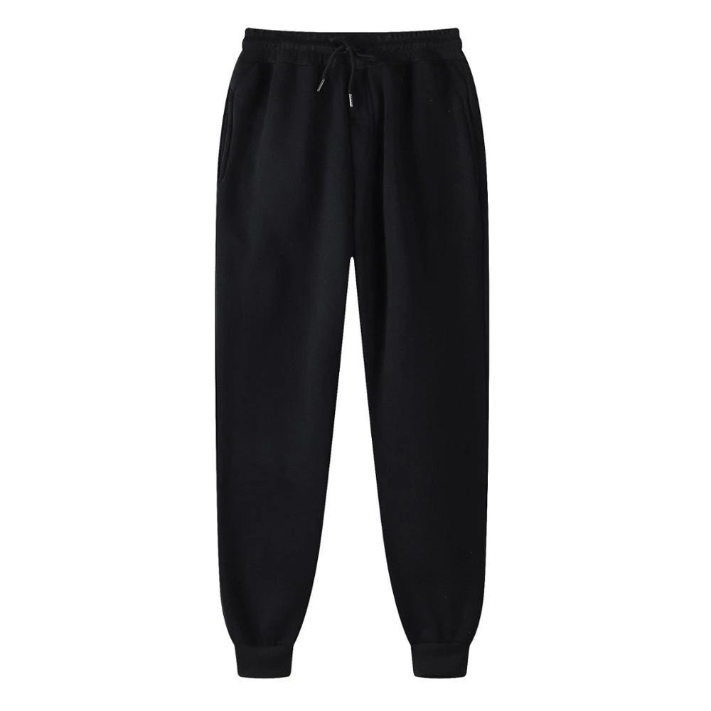 Unisex Warm Fleece Sweatpants - Plus Size, Solid Color, Casual Fitness Running Trousers